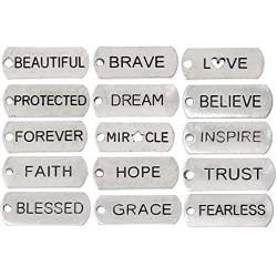 JGFinds Inspirational Message Charm Pendants, Silver Tone (50 Random Pieces)