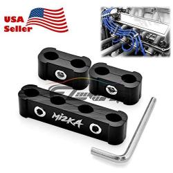 3Pcs Black Aluminum Engine Spark Plug Wire Separator Divider Organizer Clamp Kit