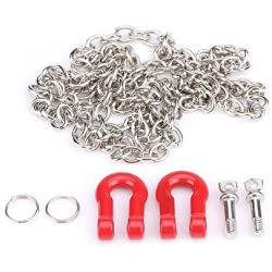 Pasamer 1:10 Scale Metal Alloy Chain & Tow Shackles for RC Crawler SCX-10 D90 Truck Accessory