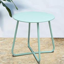 Grand patio Round Metal Side/End Table, Steel Patio Coffee Table for Bistro, Porch, Weather Resistant Outside Table Small (Mint Green)