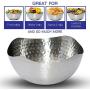 Bezrat Hammered Stainless Steel Serving Bowl – Multipurpose Fruit/Salad/Snacks Decorative Metal Wave Bowls(11.8'' x 11.8'')