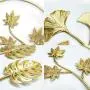 Tinsow 9.5 Inch Iron Wall Sculptures,Gold Metal Ginkgo, Maple, Monstera Leaf Wall Decor Round Wall Ornaments,Easy Installation Great for Bedroom Hanging Parts Hotel Wall Decoration (Gold, 4)