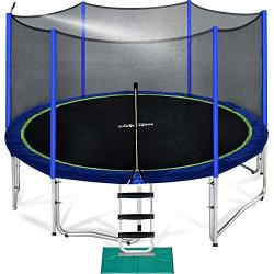 Zupapa 15 14 12 10 ft Outdoor Trampoline with 425lbs Weight Capacity for Kids Adults,Trampolines with Sprinkler Safety Enclosure Net