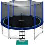 Zupapa 15 14 12 10 ft Outdoor Trampoline with 425lbs Weight Capacity for Kids Adults,Trampolines with Sprinkler Safety Enclosure Net
