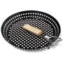 KYNZER BBQ Folding Grill Pan- Heavy Duty Metal - Shrimp, Vegetables, Meat - Smoky Flavor - Bonus Metal BBQ Skewers. Camping Cookware-Kabob-Grill Pan with Folding Handle