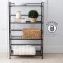 Flipshelf Folding Metal Bookcase-Small Space Solution-No Assembly-Home, Kitchen, Bathroom and Office Black, 4 Shelves, Wide