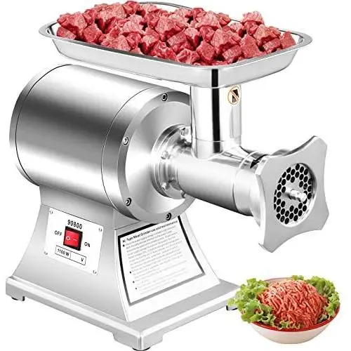 Happybuy Commercial Meat Grinder 550Lbs/Hour 1100W Electric Sausage Stuffer Stainless Steel 220 RPM 1.5HP for Industrial and Home Use, 550LB, Sliver Happybuy Commercial Meat Grinder 550Lbs/Hour 1100W Electric Sausage Stuffer Stainless Steel 220 RPM 1.5HP for Industrial and Home Use, 550LB, Sliver