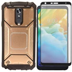 Z-GEN - for LG Stylo 5 (2019), Stylo 5X, Stylo5+ Plus, LM-Q720, LM-L722DL - Aluminum Metal Hybrid Phone Case + Tempered Glass Screen Protector - ZY1 Gold