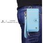 JAZ iPhone 8 Wallet Case / iPhone 7 Wallet Case - Multi-Function Money Pocket Wristlets Zipper Purse Detachable Magnetic 14 Card Slots Leather Wallet Case for Apple iPhone 8 / 7 / 6S / 6 Sky Blue
