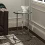 Walker Edison Ophelia Contemporary Metal and Glass Round C Accent Table, 16 Inch, Glass and Silver