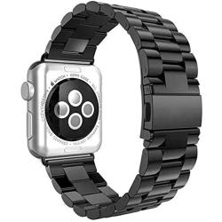 SPINYE Bands Compatible with iWatch 38mm 40mm 42mm 44mm, Solid Stainless Steel Metal Strap Replacement for Apple iWatch Series 6/5 / 4/3 Women Men (Black, 38mm/40mm)