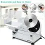 Meat Slicer, Anescra 200W Electric Deli Food Slicer with Two Removable 7.5’’ Stainless Steel Blades and Food Carriage, Child Lock Protection, 0-15mm Adjustable Thickness Food Slicer Machine- Silver