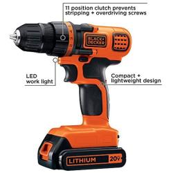 BLACK+DECKER 20V MAX Cordless Drill / Driver, 3/8-Inch (LDX120C)