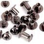 Round Flat Head Chicago Screws Buttons for Leather Crafting, 1/4 Inches (6mm) Repair Screw Post Fastener, Metal Nail Rivet Studs, Black Gunmetal, 30 Sets, Diameter 5/16 Inches (8mm)