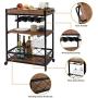 CHARAVECTOR Bar Cart Kitchen Bar&Serving Cart for Home with 3 -Tier Storage Shelves Kitchen Island Cart,Metal Wine Rack Storage and Glass Bottle Holder