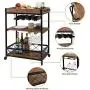 CHARAVECTOR Bar Cart Kitchen Bar&Serving Cart for Home with 3 -Tier Storage Shelves Kitchen Island Cart,Metal Wine Rack Storage and Glass Bottle Holder CHARAVECTOR Bar Cart Kitchen Bar&Serving Cart for Home with 3 -Tier Storage Shelves Kitchen Island Cart,Metal Wine Rack Storage and Glass Bottle Holder