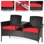 Tangkula Outdoor Rattan Loveseat, Patio Conversation Set with Cushions & Table, Modern Patio Furniture Set Wicker Sofa Set with Built-in Coffee Table, Rattan Sofas for Garden Lawn Backyard Tangkula Outdoor Rattan Loveseat, Patio Conversation Set with Cushions & Table, Modern Patio Furniture Set Wicker Sofa Set with Built-in Coffee Table, Rattan Sofas for Garden Lawn Backyard