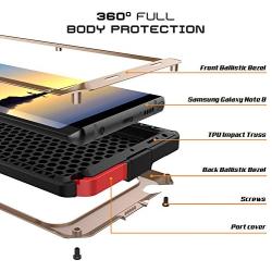 Galaxy Note 8 Metal Case, Heavy Duty Military Grade Armor Cover [Shock Proof] Hybrid Full Body Hard Aluminum & TPU Design [Non Slip] W/Prime Drop Protection for Samsung Galaxy Note 8 [Gold]