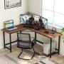 Tribesigns Industrial L-Shaped Desk, Corner Computer Desk PC Laptop Study Table Workstation for Home Office Wood & Metal, Rustic Brown