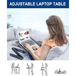 Adjustable Laptop Table, RAINBEAN Laptop Stand for Bed Portable Lap Desk Foldable Laptop Workstation Notebook Riser with Mouse Pad Side Ergonomic Computer Tray Reading Holder TV Bed Tray Standing Desk