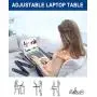 Adjustable Laptop Table, RAINBEAN Laptop Stand for Bed Portable Lap Desk Foldable Laptop Workstation Notebook Riser with Mouse Pad Side Ergonomic Computer Tray Reading Holder TV Bed Tray Standing Desk