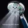 Hotel Spa Notilus Antimicrobial High Pressure Luxury Hand Shower - 6 Settings, Antimicrobial Anti-Clog Nozzles and Grip, Metal Fittings, Stainless Steel Hose / All-Chrome Finish / Top American Brand