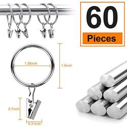 Kissmi 60Pcs Nickel Plating Metal Curtain Clip Rings (1.26 inch,Silver)