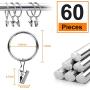 Kissmi 60Pcs Nickel Plating Metal Curtain Clip Rings (1.26 inch,Silver)