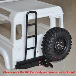 LAFEINA Metal Rear Bumper Bull Bar with Spare Tire Rack and Ladder for 1/10 RC Crawler Car D90