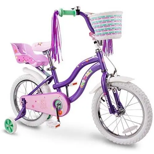 COEWSKE Kids Bike Steel Frame Children Bicycle Little Princess Style 12-14-16-18-20 Inch with Training Wheel