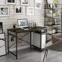 Engriy Writing Computer Desk 47'', Home Office Study Desk with 2 Storage Shelves on Left or Right Side, Modern Simple Style Wood Table Metal Frame for PC Laptop Notebook