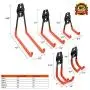 Garage Hooks, 12 Pack Wall Storage Hooks with 2 Extension Cord Storage Straps, Heavy Duty Tool Hangers for Utility Organizations, Wall Mount Holders for Garden Lawn Tools, Ladders, Bike (Orange)