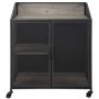 Walker Edison Malcomb Urban Industrial Metal Mesh Double Door Rolling Bar Cabinet, 33 Inch, Grey