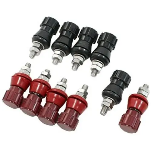 uxcell M6 Thread Dia Plastic Metal Binding Post Terminal 10 Pcs Dark Red Black