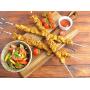 Unves Skewers for Grilling - 17'' Long Flat BBQ Skewers Kabob Metal Skewers, Stainless Steel Shish Kebob Sticks for Meat Shrimp Chicken Vegetable(10 Pack Skewers, 10 Silicone Sleeves)