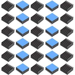 30pcs Aluminum Heatsink 14x14x6mm / 0.55x0.55x0.24 inches with Thermal Conductive Adhesive Tape for Raspberry pi Electronic Chip MOS IC Diode Triode Cooling Heat Dissipation