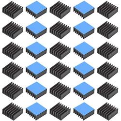 30pcs Aluminum Heatsink 14x14x6mm / 0.55x0.55x0.24 inches with Thermal Conductive Adhesive Tape for Raspberry pi Electronic Chip MOS IC Diode Triode Cooling Heat Dissipation