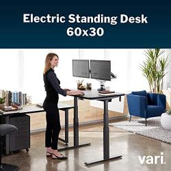 Vari Electric Standing Desk 60'' x 30'' - Dual Motor Sit to Stand Desk - Push Button Memory Settings - Solid Top with 3-Stage Adjustable Steel Legs - Work or Home Office Desk