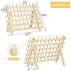 HAITRAL 60-Spool Thread Rack, Wooden Thread Holder Sewing Organizer for Sewing, Quilting, Embroidery, Hair-braiding