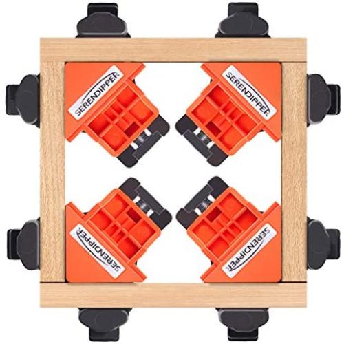 Corner Clamps, 90 Degree Right Angle Clamps, 4PCS Woodworking Clamp Tools with Adjustable Swing Corner, Corner Clip Fixer for Carpenter, Welding, Drilling, Making Cabinets, Photo Framing