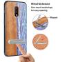 HHDY Compatible with Oneplus 6t Case, Wave Design with Metal Kickstand Anti-Fingerprint Protective Phone Case Cover for Oneplus 7