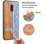 HHDY Compatible with Oneplus 6t Case, Wave Design with Metal Kickstand Anti-Fingerprint Protective Phone Case Cover for Oneplus 7