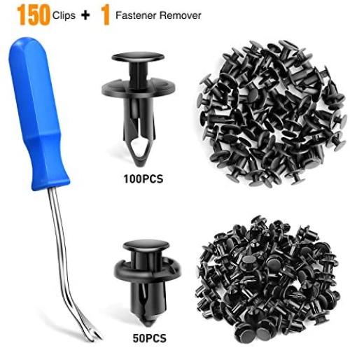 GOOACC 150 pcs Push-Type Bumper Fasteners Rivet Clips-2 Sizes Universal Auto Clips & Fastener for Bumper Fender Clips Replacement-Fastener Removal Tool Included (150PCS Clip)