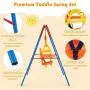 HONEY JOY Toddler Swing Set, Heavy Duty Metal A-Frame Swing Stand & High Back Baby Swing Seat with Safety Harness & Handrails, Indoor Outdoor Hanging Swing Set for Kids Boys Girls HONEY JOY Toddler Swing Set, Heavy Duty Metal A-Frame Swing Stand & High Back Baby Swing Seat with Safety Harness & Handrails, Indoor Outdoor Hanging Swing Set for Kids Boys Girls