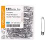 Officepal 100-Piece Safety Pins, Size 4, 2.17'' / 55mm – Durable, Rust-Resistant Nickel Plated Steel Set- Best Sewing Accessories Kit for Baby Clothing, Crafts & Arts