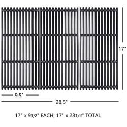Hongso 17'' Porcelain Coated Cast Iron Grill Grates Replacement for Charbroil 463242716, 466242715, 463242715, 466242815 Grill, G533-0009-W1, Lowe #606682, Walmart # 555179228 (PCB004) 3 Pack
