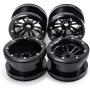 Que-T 4pcs/Set RC Beadlock Wheel Rims, 2.2'' Metal Wheel Hub for 1/10 Axial Wraith TRX4 D90 SCX10 Car (Black)