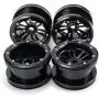 Que-T 4pcs/Set RC Beadlock Wheel Rims, 2.2'' Metal Wheel Hub for 1/10 Axial Wraith TRX4 D90 SCX10 Car (Black)