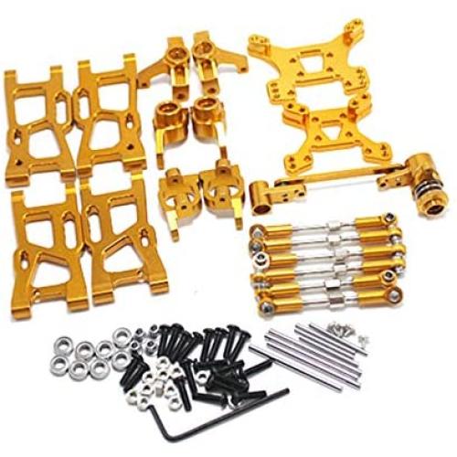 VERBAY Upgrade Parts for WLtoys 1: 14 144001 RC Car Metal Steering Swing Arm Base C Rear Hub Seat Servo Pull Rod,Yellow