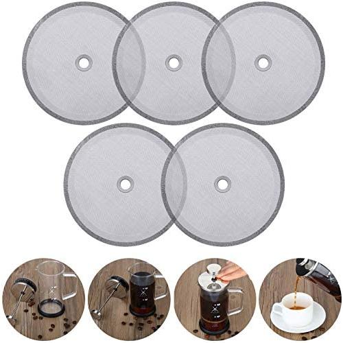 10Packs French Press Replacement Filter Mesh Screen Coffee Press Filters - Includes Metal Center Ring -4 Inch Reusable Stainless Steel Mesh Replacements for 1000 ml / 34 oz / 8 cup French Press Screen